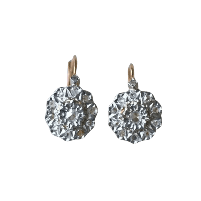 Boucles d'oreilles Boucles d'oreilles Marguerite or rose platine diamants 58 Facettes