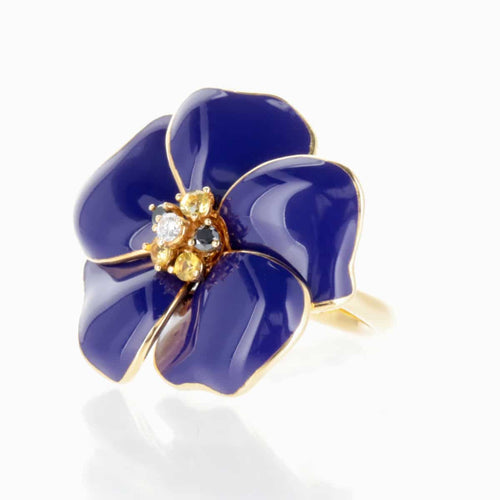 Bague 52 Nardi - Bague en or jaune 18 K émaillée, saphirs jaunes et diamants 58 Facettes 2.16743