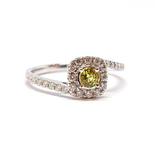Bague 53 Bague saphir jaune diamants or blanc 58 Facettes