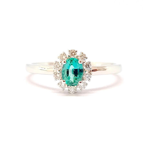 Bague 54 Bague émeraude et diamants en or blanc 18 carats 58 Facettes