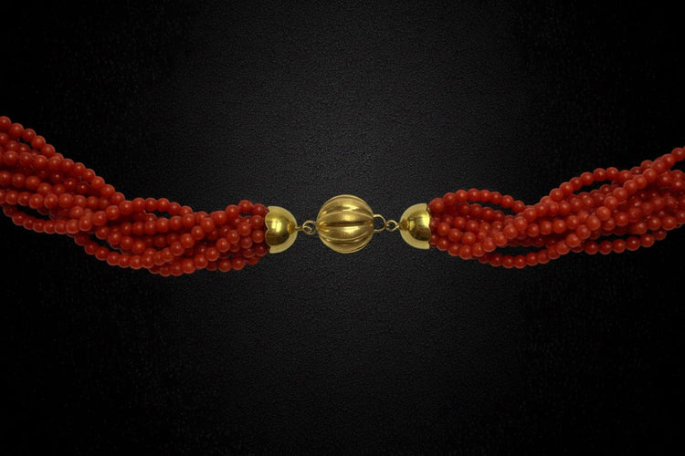Collier Collier multifils en corail en or jaune 18K 58 Facettes