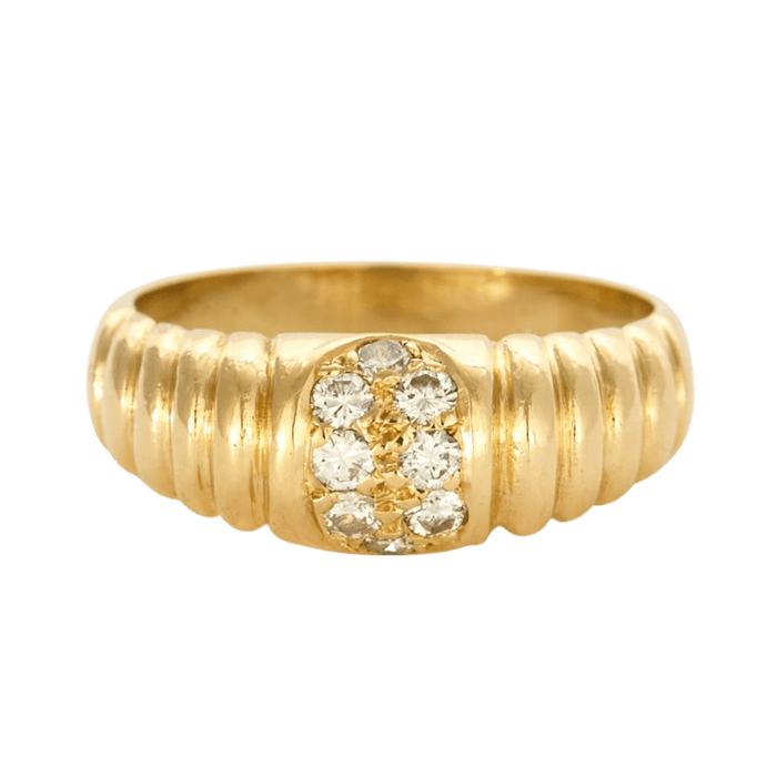 Bague 52 Bague godronnée en or jaune et diamants 58 Facettes DV0726-1-52-1