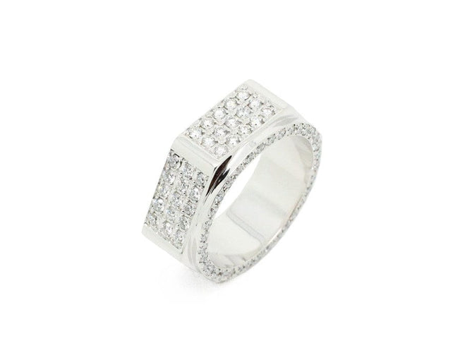 Bague 54 Bague écrou pavée en or blanc et diamants 58 Facettes F265