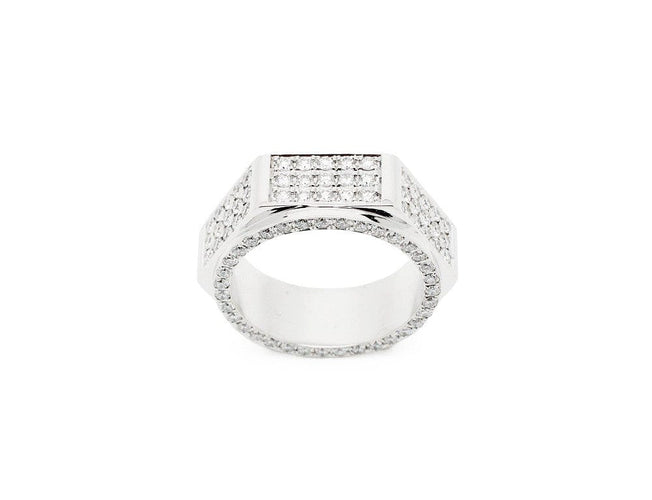 Bague 54 Bague écrou pavée en or blanc et diamants 58 Facettes F265