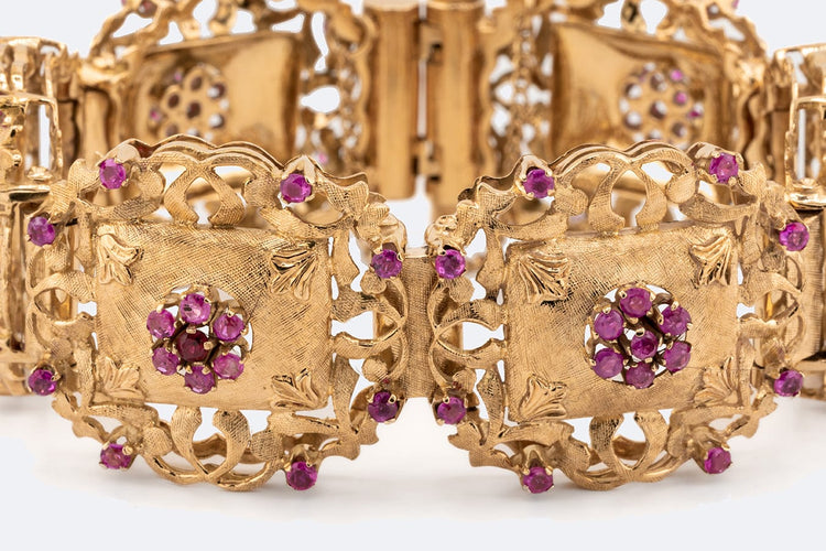 Bracelet Oro Giallo Bracelet vintage en or jaune 18 ct et rubis 58 Facettes 159,00 BRC