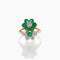 Bague 55 Mauboussin - Bague motif double fleur en or jaune 18 carats, émeraudes et diamants 58 Facettes 2.17688