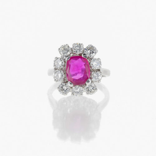 Bague 44 Bague en platine avec diamants et saphir rose 58 Facettes 2.18772