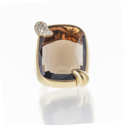 Bague 52 Pomellato Ritratto - Bague en or rose 18K, quartz fumé et diamants 58 Facettes 2.18497