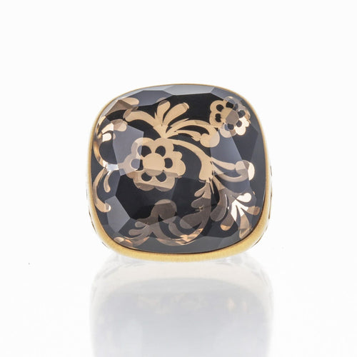 Bague 55 Pomellato Victoria - Bague en or jaune 18 carats et cristal de roche 58 Facettes 2.18493