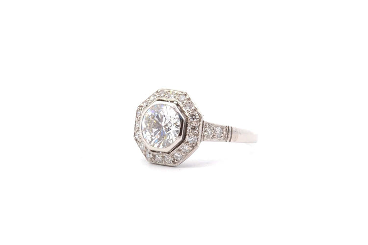 Bague 53 Bague en platine avec diamant 1,40 ct et diamants 58 Facettes 25144-26280