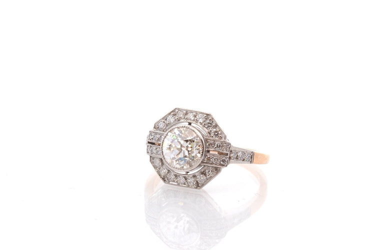 Bague 53.5 Bague en or 18k et platine avec diamant 1,24 ct 58 Facettes 26865-26717