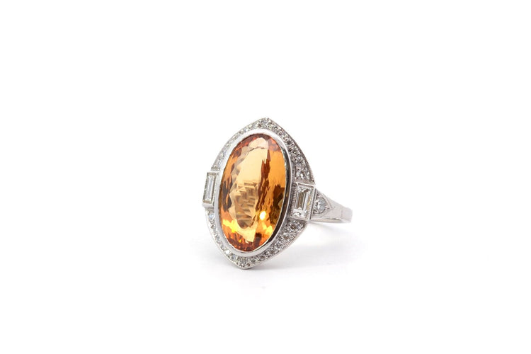Bague 54 Bague en platine avec topaze naturelle 7,03 ct et diamants 58 Facettes 26061-25649b