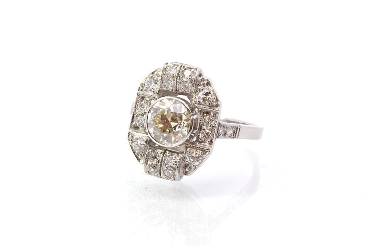 Bague 54 Bague Art déco vintage en platine et diamants 58 Facettes 25715-25766