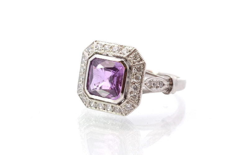 Bague 52 Bague vintage en platine avec saphir et diamants 58 Facettes 25159-25788