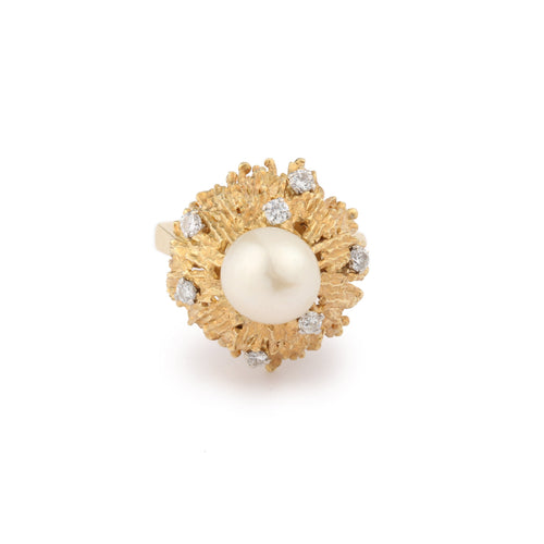 Bague 52 Andrew Grima - Bague dôme en or jaune 18 carats, perle et diamants 58 Facettes BS170