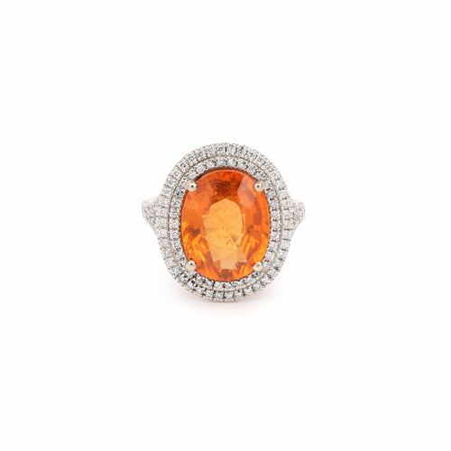 Bague 54 Bague grenat spessartite 8,08 ct et diamants en or gris 18 carats 58 Facettes B369