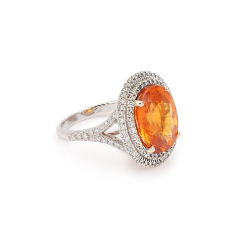 Bague 54 Bague grenat spessartite 8,08 ct et diamants en or gris 18 carats 58 Facettes B369