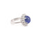 Bague 50 Bague Pompadour saphir cabochon et diamants en or gris 18 carats 58 Facettes BSA65