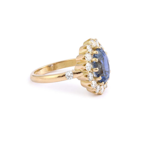 Bague 53 Bague Pompadour - Saphir de Ceylan 3,55 ct en or jaune 18 carats 58 Facettes BSA107