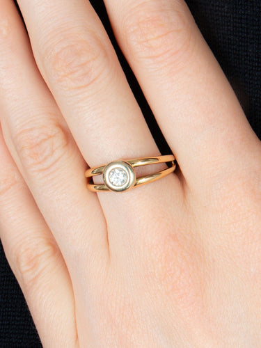 Bague 54 Bague solitaire ajourée en or jaune 18k et diamant taille brillant 58 Facettes BO/150047