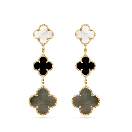 Boucles d'oreilles Van Cleef & Arpels Magic Alhambra - Boucles d'oreilles 3 motifs en or jaune 18 K 58 Facettes 2.19391