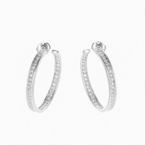 Boucles d'oreilles Cartier - Boucles d’oreilles créoles en or blanc 18 K et diamants 58 Facettes 2.18785