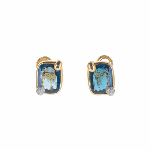 Boucles d'oreilles Pomellato Ritratto - Boucles d’oreilles en or rose 18 K topaze London blue et diamants 58 Facettes 2.18436