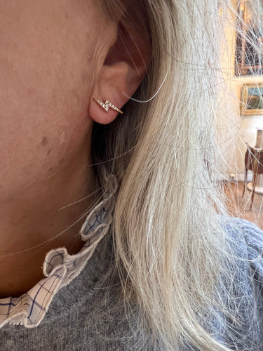 Boucles d'oreilles Boucles d'oreilles éclair en or rose 18 carats et diamants 58 Facettes BO224
