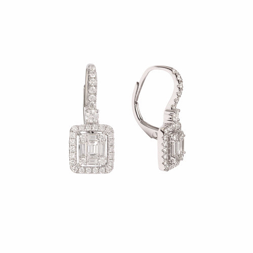 Boucles d'oreilles Boucles d’oreilles dormeuses en or gris 18 carats et diamants 58 Facettes BO236