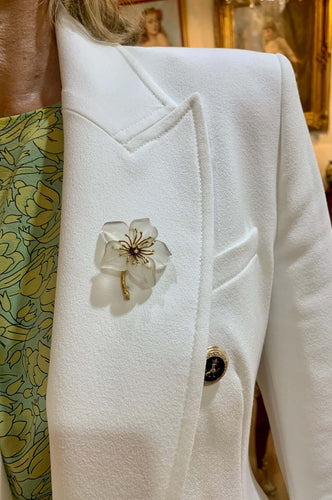 Broche Broche lys vintage en or jaune 18 carats, cristal de roche et diamants 58 Facettes BRO38