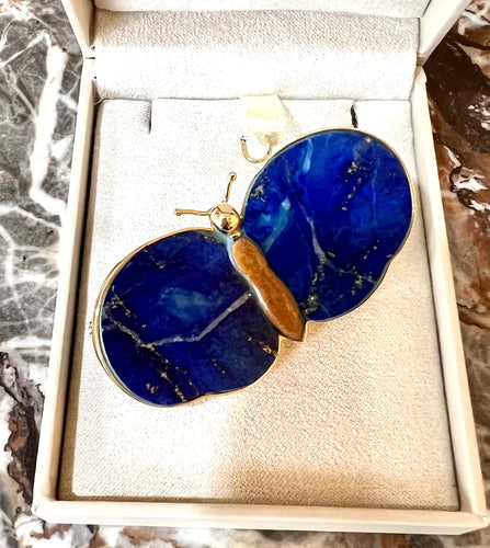 Broche Broche papillon en or jaune 18 carats, jaspe et lapis-lazuli 58 Facettes BRO54