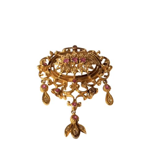 Brooch Brooch yellow gold Ruby and diamonds 58 Facettes