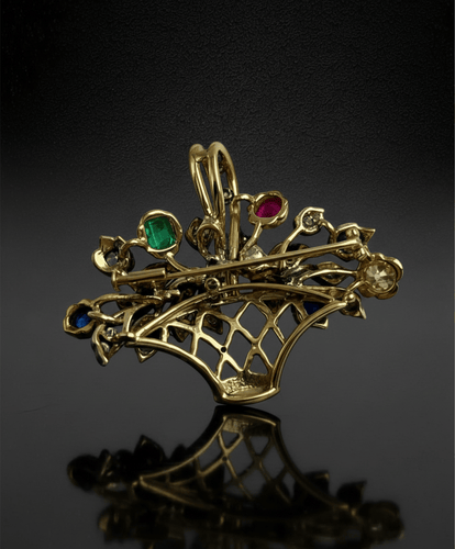 Pendentif Spilla-pendentif - Cestino fiorito en or 18 carats avec diamants 58 Facettes