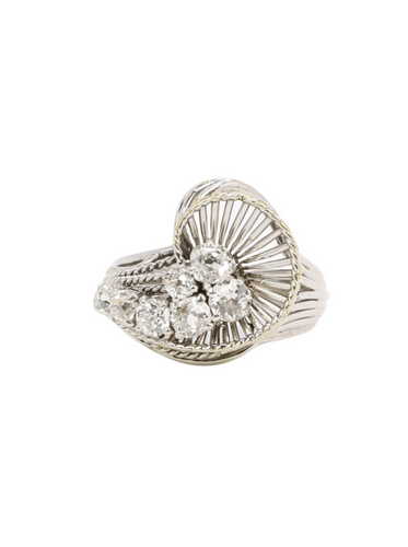 Bague 52 Bague tourbillon or blanc diamants 1 ct 58 Facettes J299