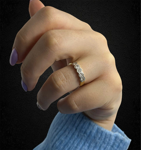 Bague Bague rivière en or jaune et or blanc 18K avec diamants 58 Facettes