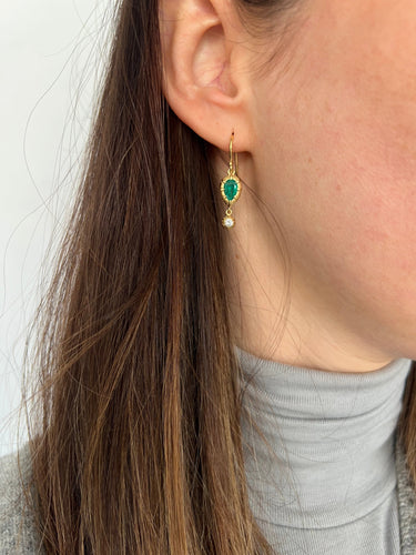 Boucles d'oreilles Boucles d’oreilles anciennes en or jaune 18K, émeraudes et diamants 58 Facettes