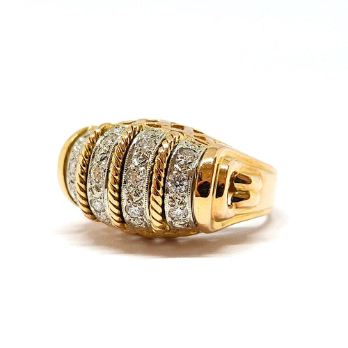 Bague 52 Bague ancienne diamants or jaune 58 Facettes