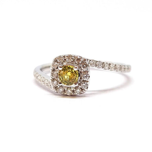 Bague 53 Bague saphir jaune diamants or blanc 58 Facettes