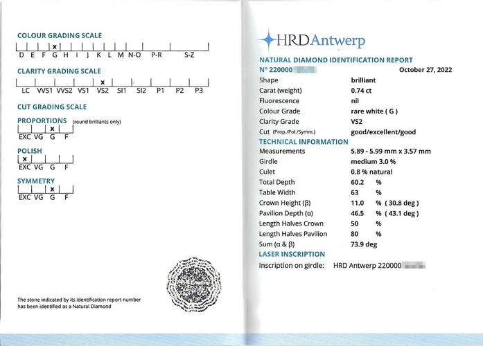 Bague 51 Bague solitaire - Diamant 0,74 ct en or blanc 18 ct 58 Facettes 10104