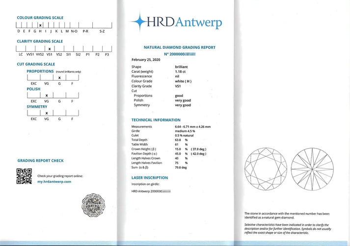 Bague 53 Bague solitaire - Diamant 1,18 ct en or blanc 18 ct 58 Facettes 9903