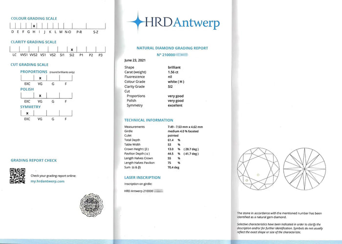 Bague 51 Bague solitaire - Diamant 1,56 ct en or blanc 18 carats 58 Facettes 9909