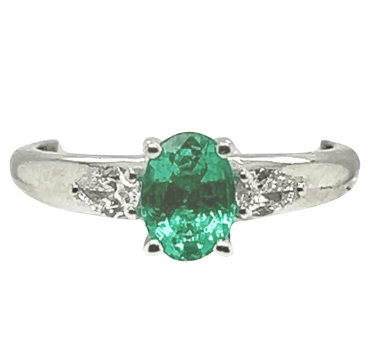 Bague Bague Or Blanc Émeraude et Diamants 58 Facettes