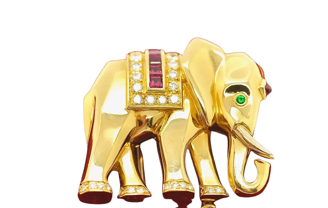 Broche Cartier - Broche éléphant en or jaune 58 Facettes