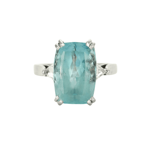 Bague 56 Bague or gris ornée d'une aigue marine 58 Facettes GU72