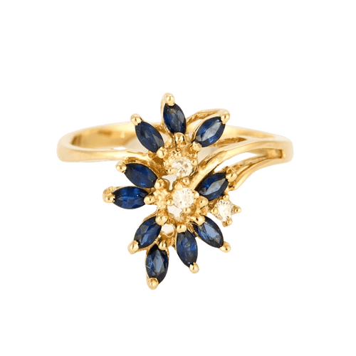 Bague 50 Bague en or jaune, saphirs et diamants 58 Facettes DV0260-8-50-2