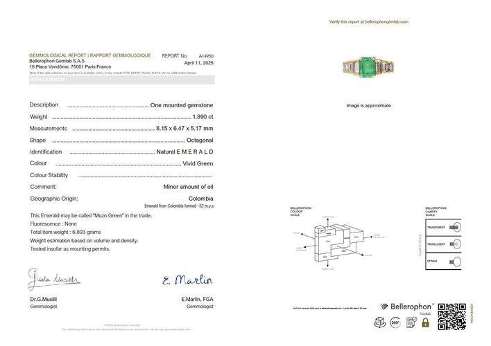 Bague 56 Bague Art déco en or jaune 18 carats avec émeraude Muzo et diamants 58 Facettes 1109.1