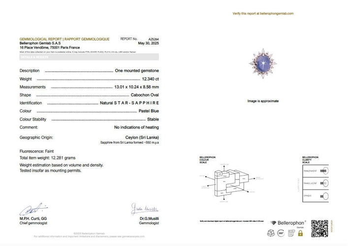 Bague 51.5 Bague marguerite en platine, saphir étoilé de Ceylan 12,34 ct et diamants 58 Facettes 1131.1