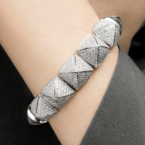 Bracelet Bracelet Pyramide pavé de diamants en or blanc 18 carats 58 Facettes 210016