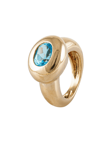 Bague 47 Fred - Bague sertie d’une topaze bleue ovale en or jaune 58 Facettes