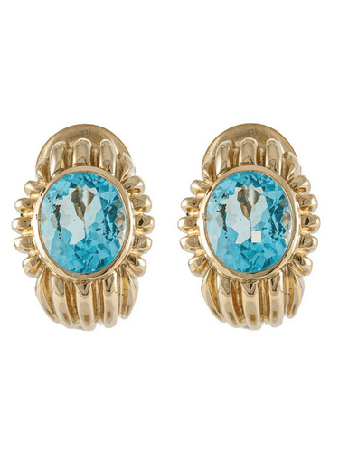 Boucles d'oreilles Fred - Boucles d’oreilles en or jaune 18k et topazes bleues 58 Facettes